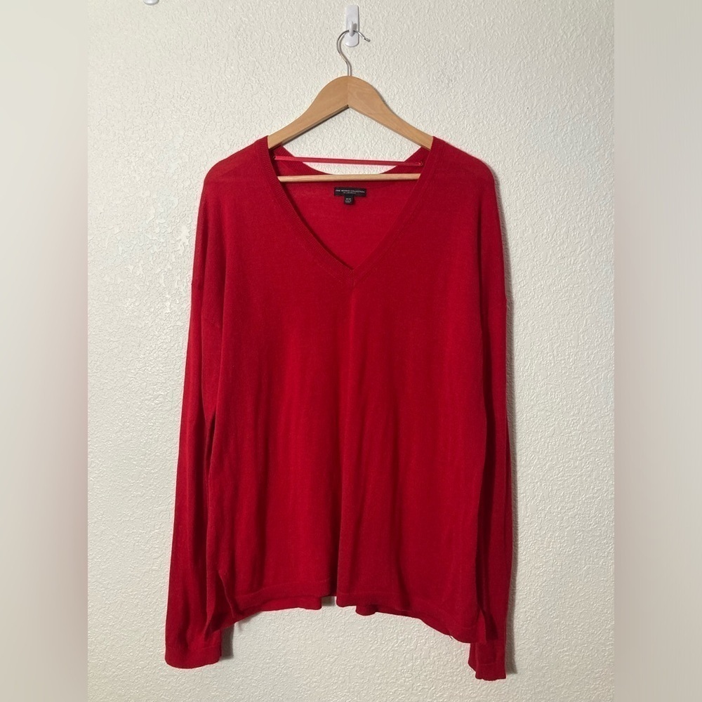 Lane Bryant fine merino collection 18/20 red Vneck sweater long sleeve